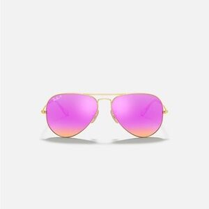 Ray-Ban Gold Frame Aviator Sunglasses with Pink Lenses RB3025